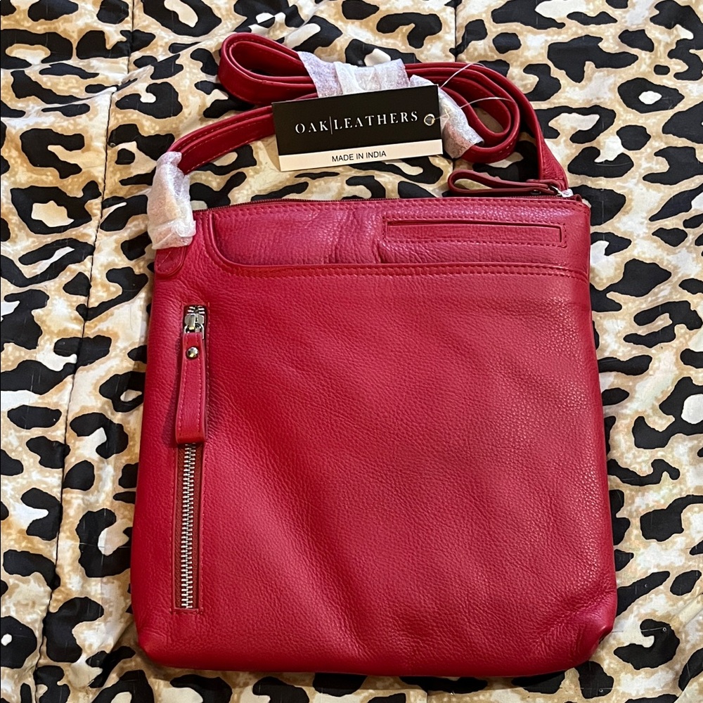 Oak Leathers Red Crossbody Bag